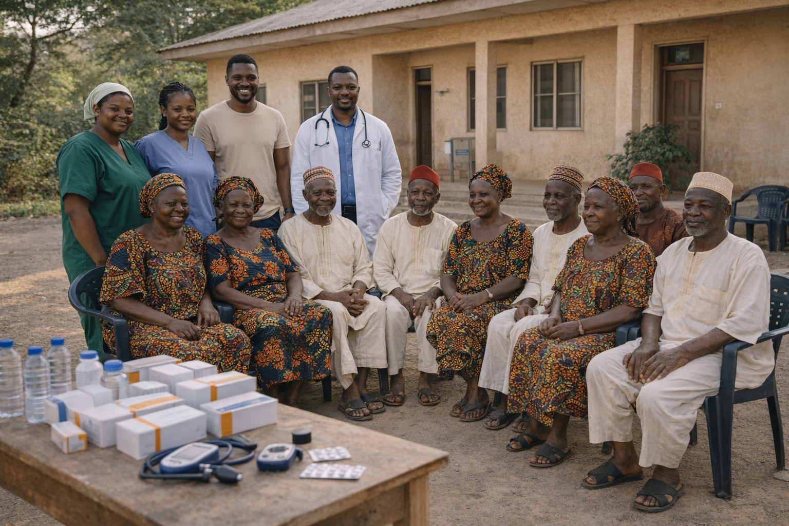 Healthcare outreach team with Igbo community elders